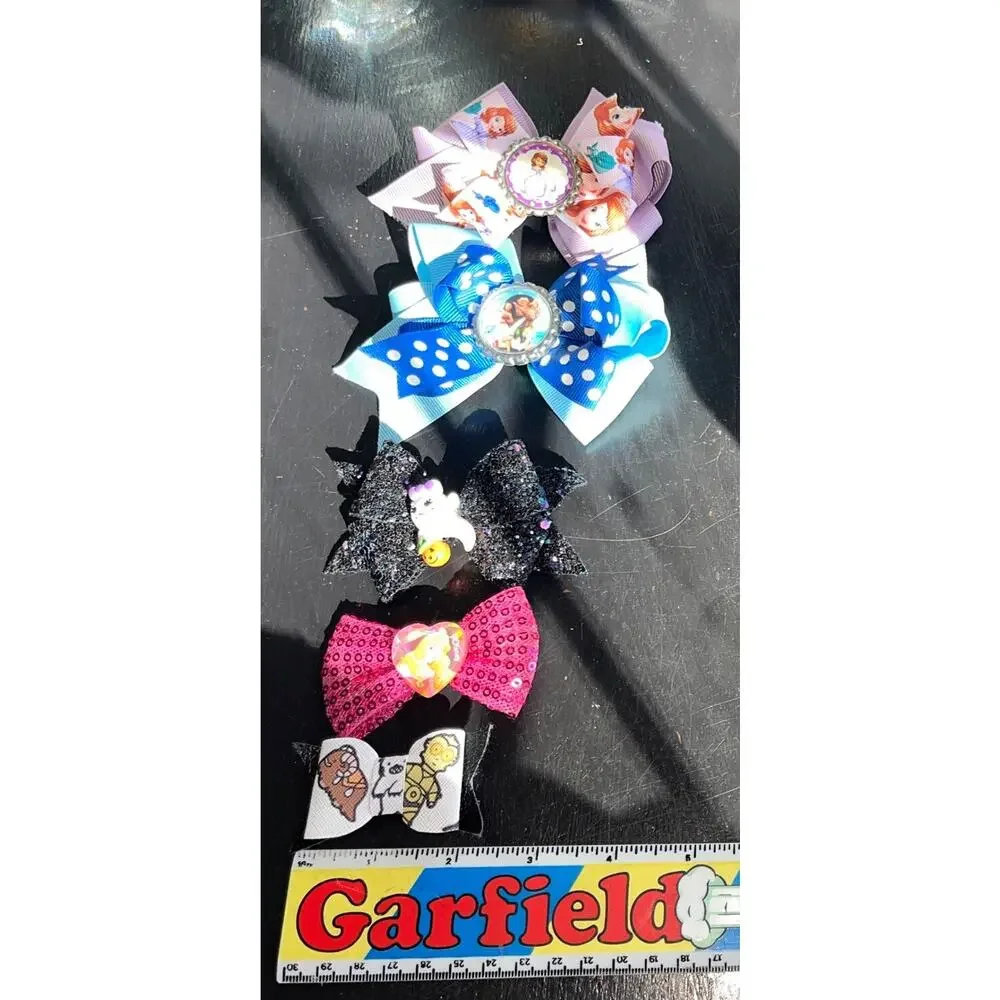 Handmade Disney Princesses Assorted Hair Bows Moana Star Wars Snow White Lot 12